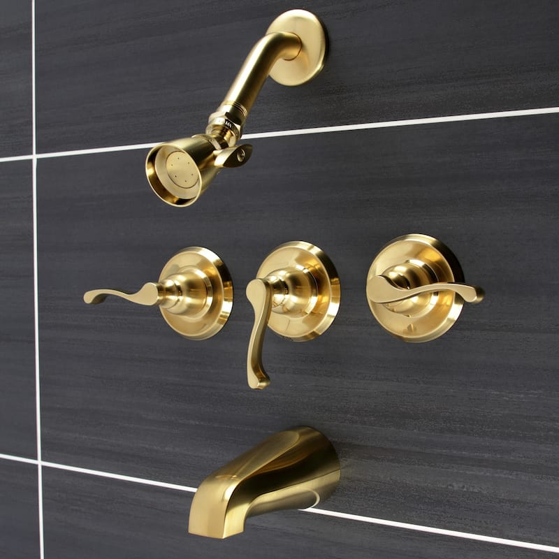 Kingston Brass Royal Three-Handle Tub and Shower Faucet
