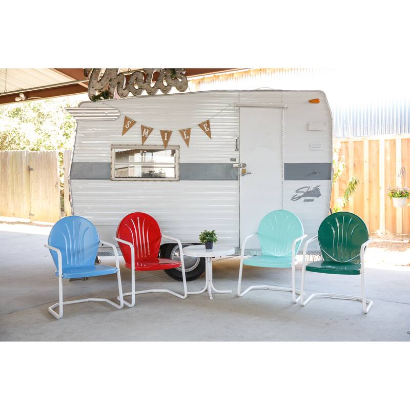Leigh Country TX 93486 Metal Outdoor Adult Patio Chair Red