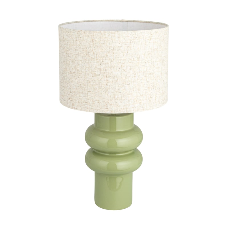 Stoneware Table Lamp with Linen Shade and Inline Switch - 11.8"L x 11.8"W x 20.3"H