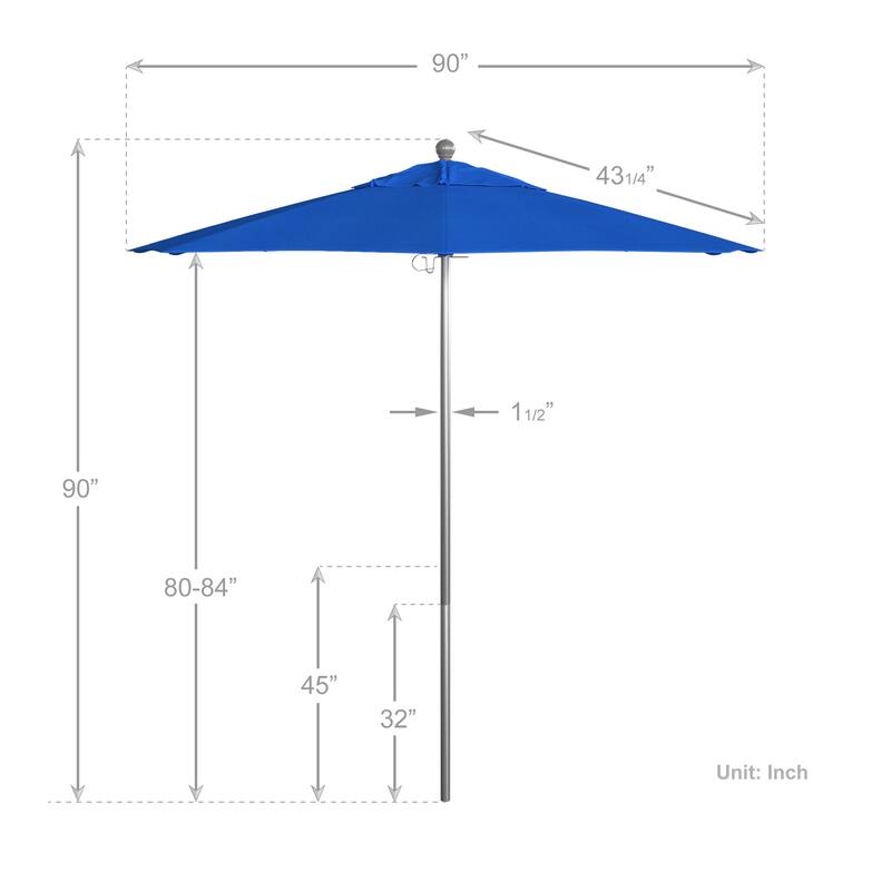 California Umbrella 75' Venture Series Patio Umbrella, Silver Aluminum Pole Fiberglass Ribs Push Lift, Olefin