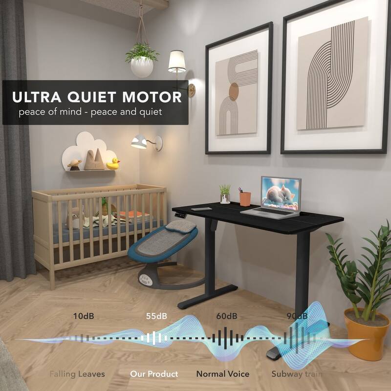 Mount-It! 40"W Electric Rectangular Adjustable Standing Desk, Black (MI-8035)