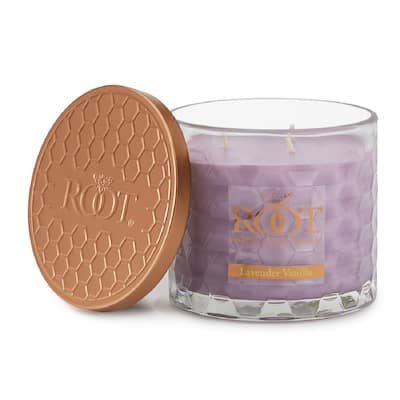 Root Lavender Vanilla Scented 3-Wick Signature Honeycomb Jar - 12 oz