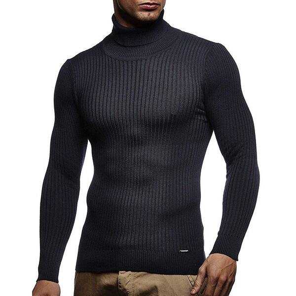 Shop Leif Nelson Mens Navy Blue Size Medium M Turtleneck Ribbed