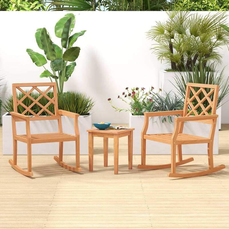 1/2PCS Teak Wood Rocking Chair Porch Rocker Outdoor Rocker Chair