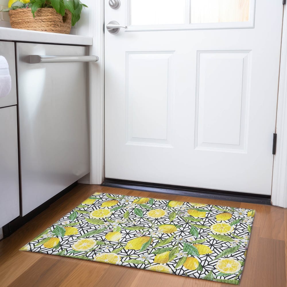 Premium Washable Super Soft Lemon Mosaic Mayfield Rug