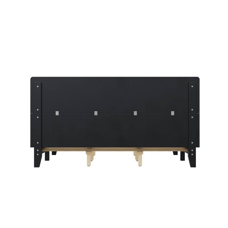 Wooden Platform Bed Frame with Headboard, Rustic Bed Frame with Wood Center Slats Support, No Box Spring Needed, Easy Assembly