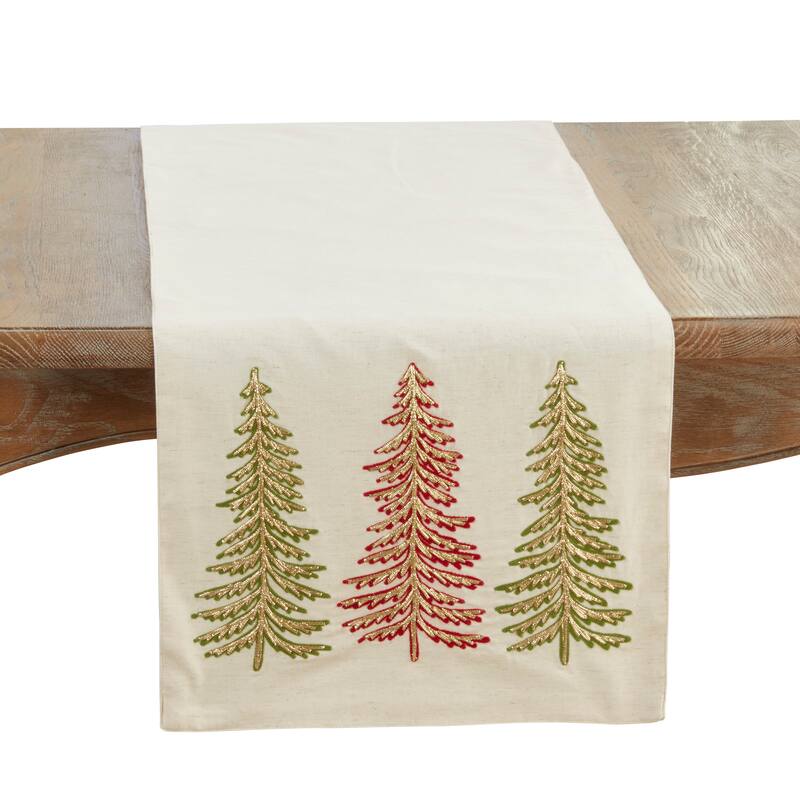 Christmas Trees Table Runner - 16"x72" - Natural - 16"x72"