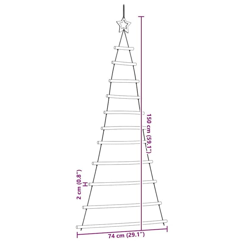 vidaXL Hanging Christmas Trees with Top Stars 2 pcs 21.7x47.2" Natural Branch