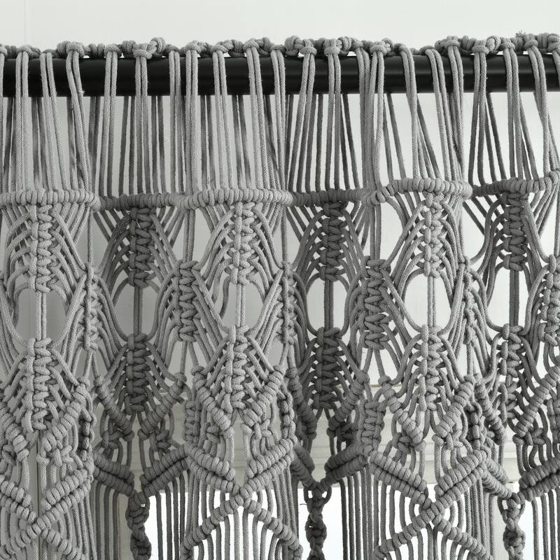 Lush Decor Boho Macrame Textured Cotton Window Curtain/Room Divider/Doorway/Wall Decor