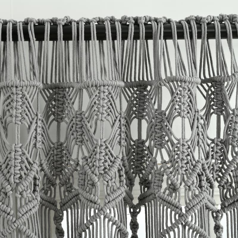 Lush Decor Boho Macrame Textured Cotton Window Curtain/Room Divider/Doorway/Wall Decor