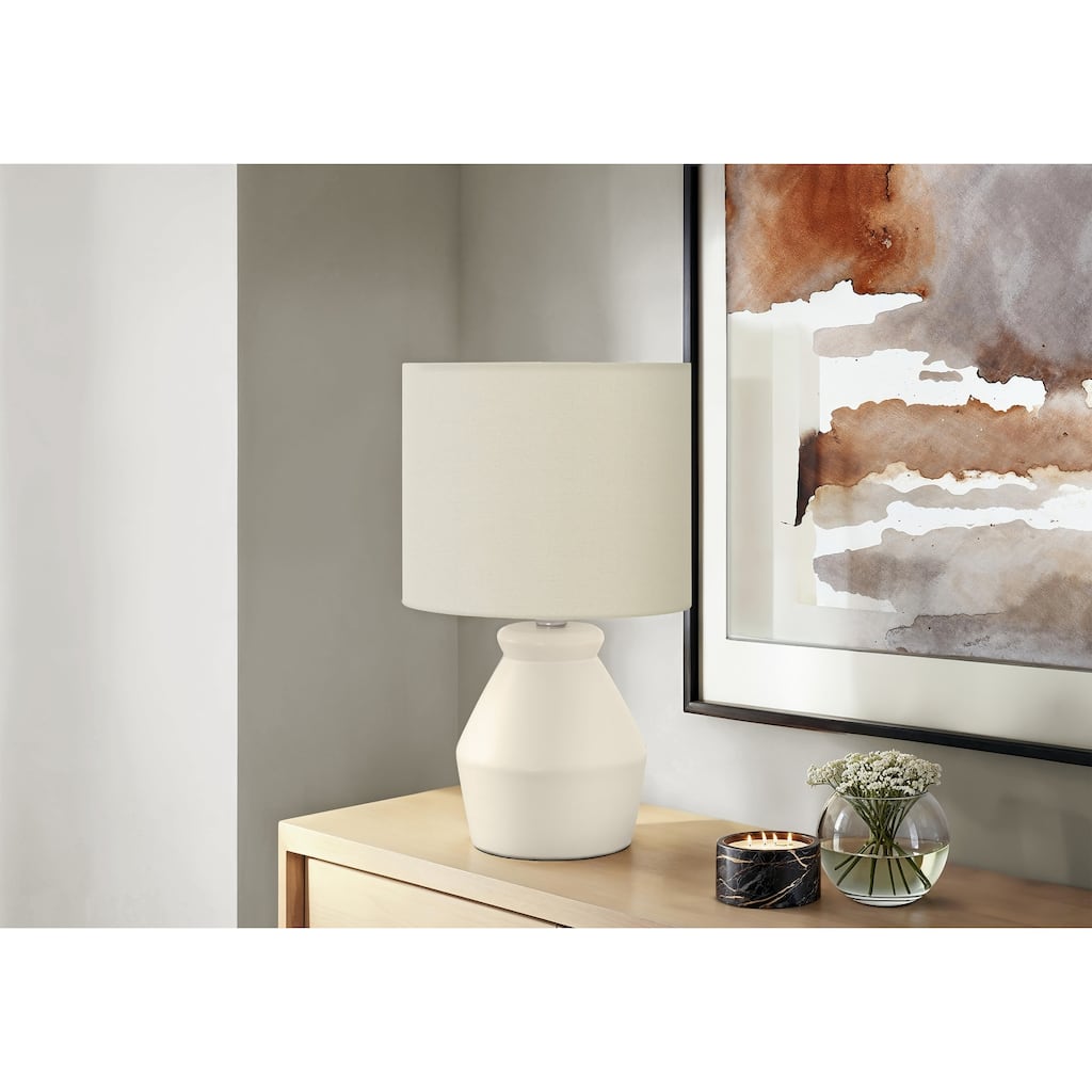 Lighting, 17"h, Table Lamp, Cream Ceramic, Ivory / Cream Shade, Modern