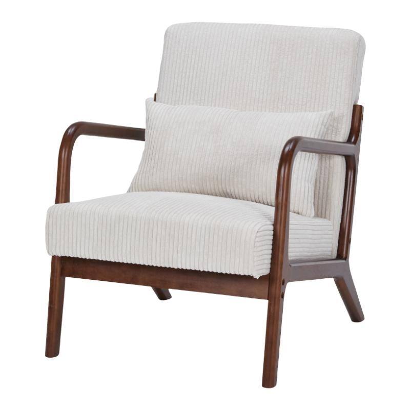 Polyester Mid-Century Armchair with Pillow & Ergonomic Support