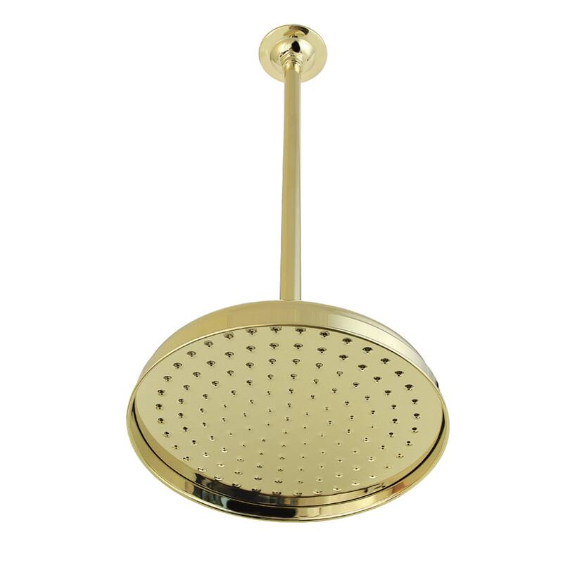 Kingston Brass Trimscape 10-Inch Showerhead with 17-Inch Ceiling Mounted Shower Arm - Polished Brass