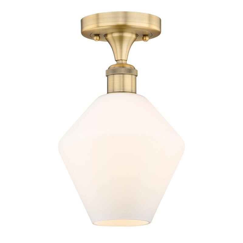 Innovations Lighting Cindyrella - 1 Light 8" Semi-Flush Mount - Brushed Brass/Cased Matte White