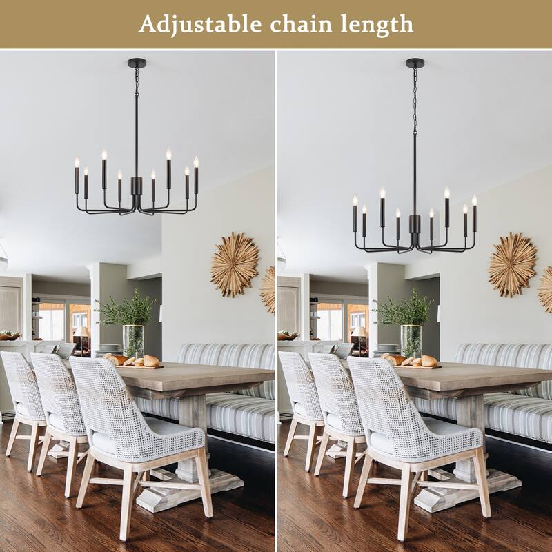 8-Light 29.52-inch Farmhouse Candle Chandelier for Foyer Kitchen Bedroom