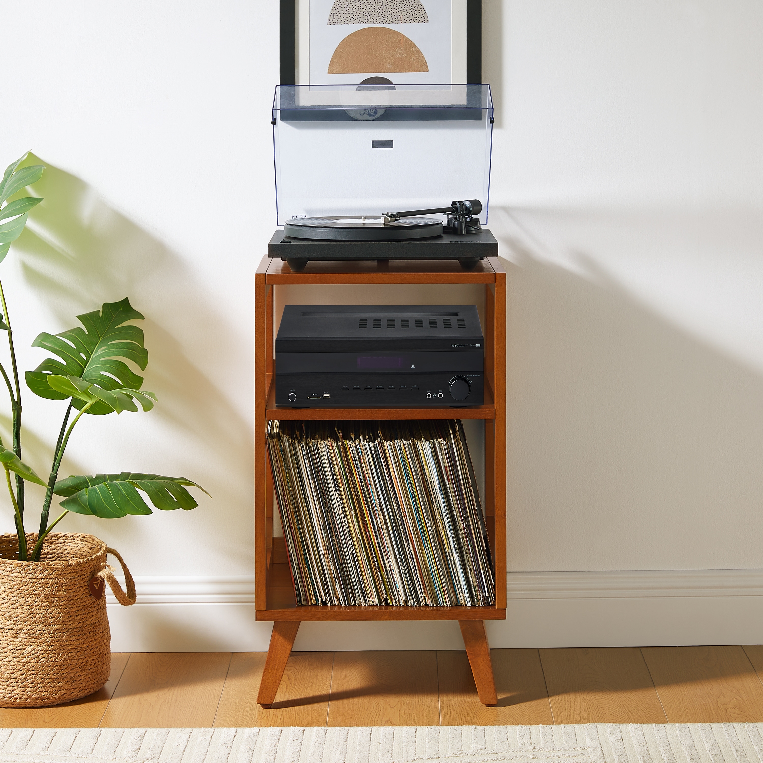 Crosley Asheville Small Record Player Stand With Vinyl Storage