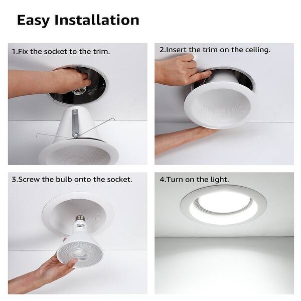 6 Pack 6 Inch Recessed Can Light Trim Air Tight Baffle Trim On Sale Overstock 29606965