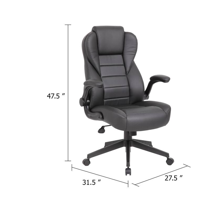Yang Executive High-Back Armchair with Caster Wheels, Black Vinyl