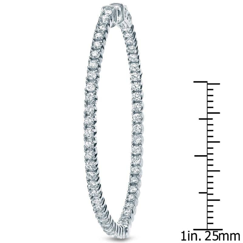 Auriya 14k Gold 1 carat TW Medium Diamond Hoop Earrings - 1.29-inch (J-K, I1-I2)