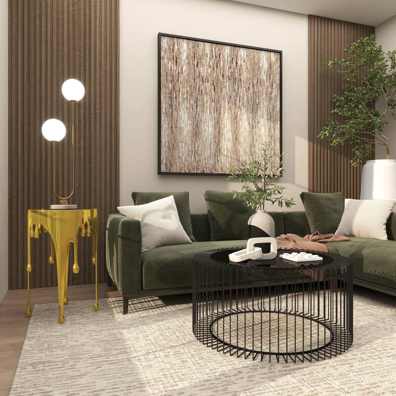 Aluminum Metal Accent, Console, and Coffee Table Collection with Drip Melting Design and Smoke Shaded Glass Top Multiple Colors