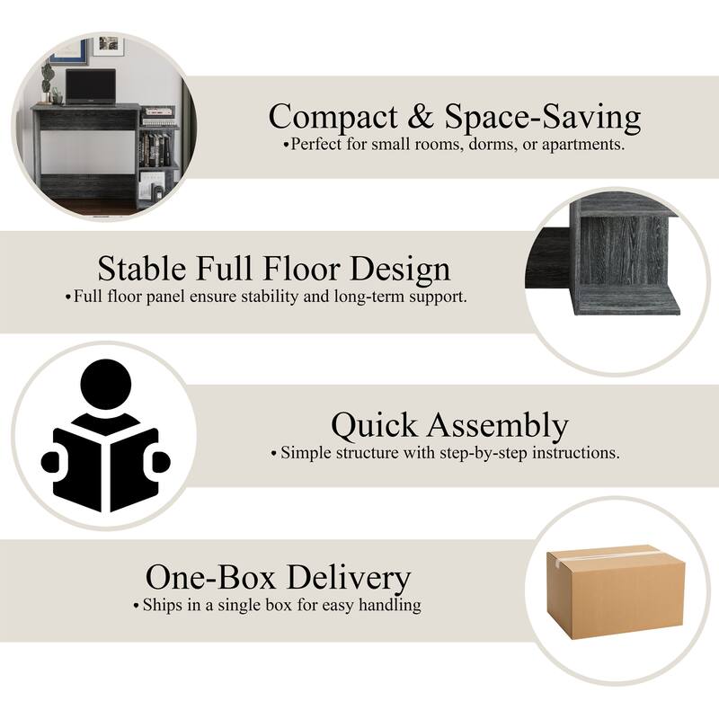 CraftPorch Classic 43 Inch Writing Desk with 3- Open Shelf