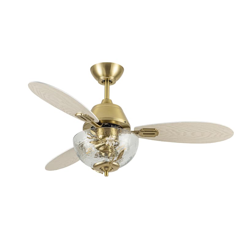 Jordan River of Goods 3-blade 42-inch Modern Indoor Ceiling Fan with Clear Glass Shade and Remote Control - 42" x 42" x 19.125"