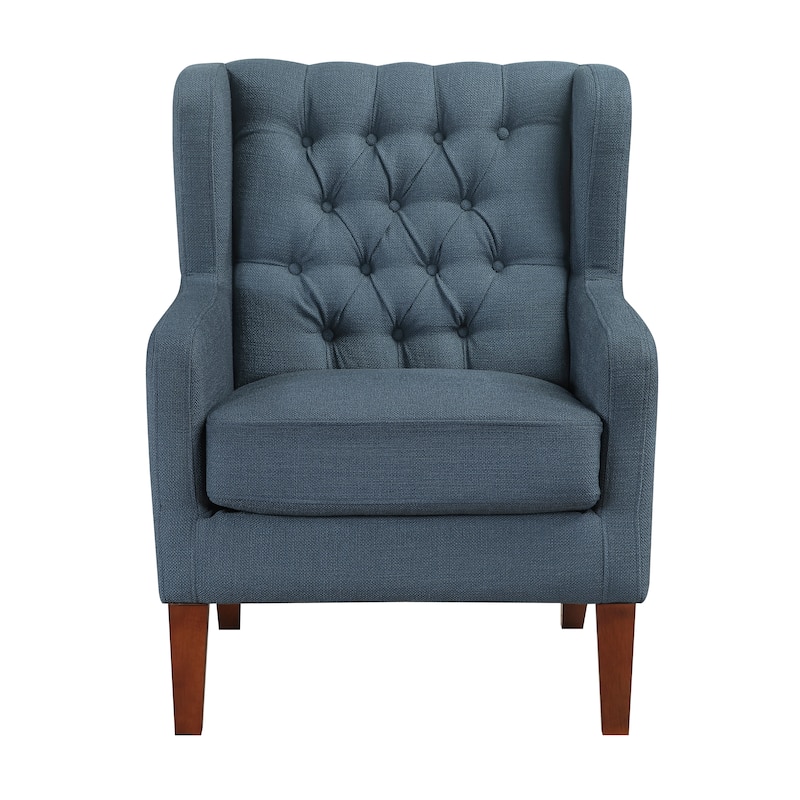 Clark 30" Modern & Contemporary Textured Fabric Button-Tufted Wing Back Accent Chair