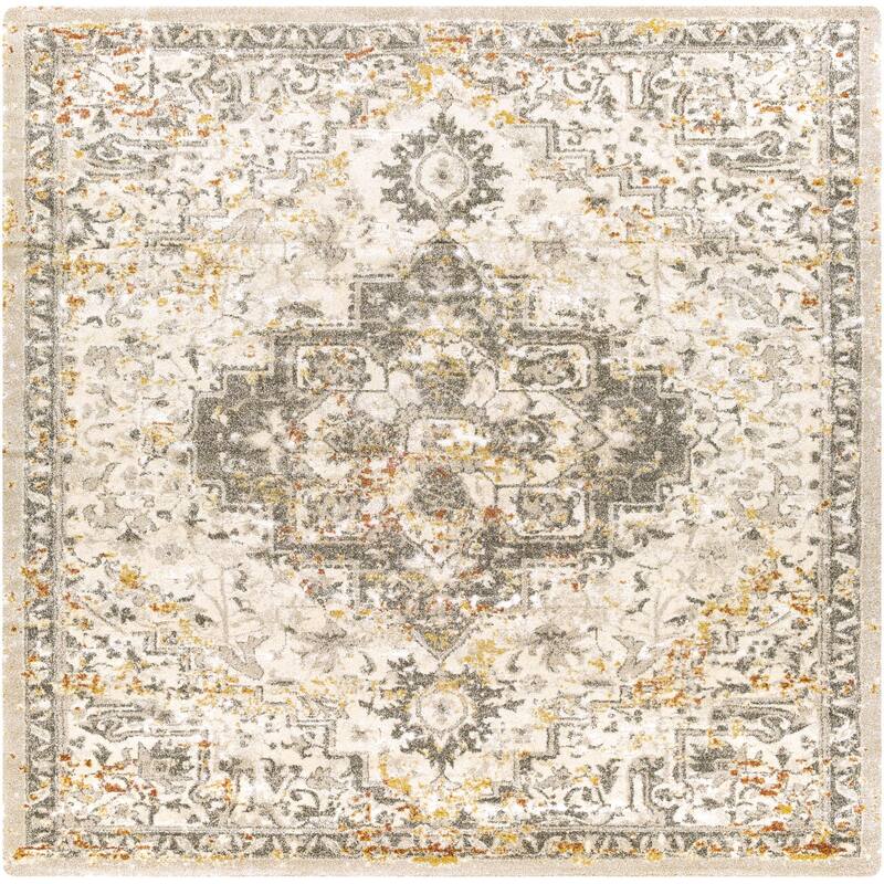Pienza Updated Traditional Medallion Area Rug - 7'10" x 7'10" Square - Beige