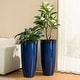 preview thumbnail 17 of 47, Glitzhome 30"H Set of 2 Oversized Gradient Cobalt Blue/Turquoise/Red Tall Plastic Planter
