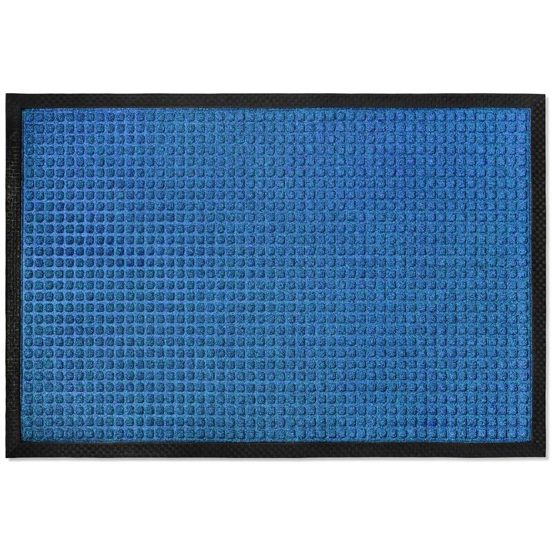 Envelor Door Mat Indoor Outdoor Low Profile Commercial Entryway Rug - 24" x 36" - Button - Blue