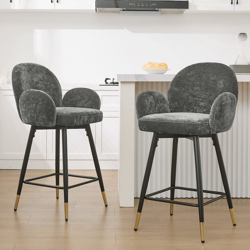 26" Upholstered Swivel Counter Stool with Metal Frame Set of 2/4 - 38.6"H * 22.83"W * 22.83"D