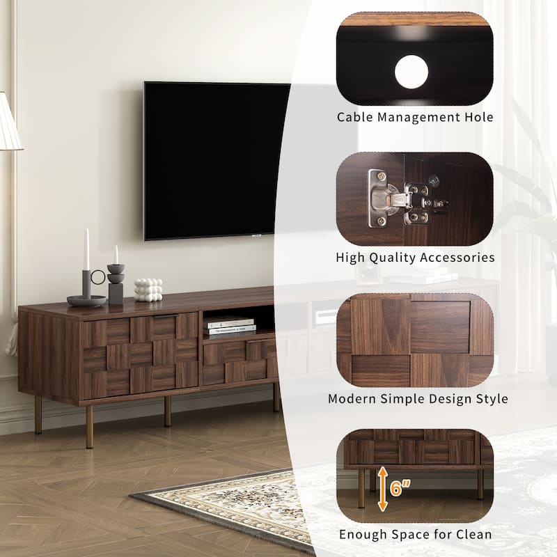 Mid Century Modern 78.7'' TV Stand for TVs up to 85", Entertainment Console with Storage, 2 Drawers & Cabinets