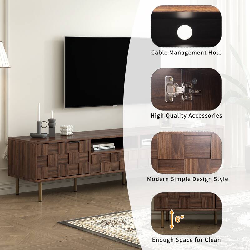 Mid Century TV Stand Antique TV Stand, for TVs up to 85" with 2 Drawers and Storage, for Living Room, Bedroom