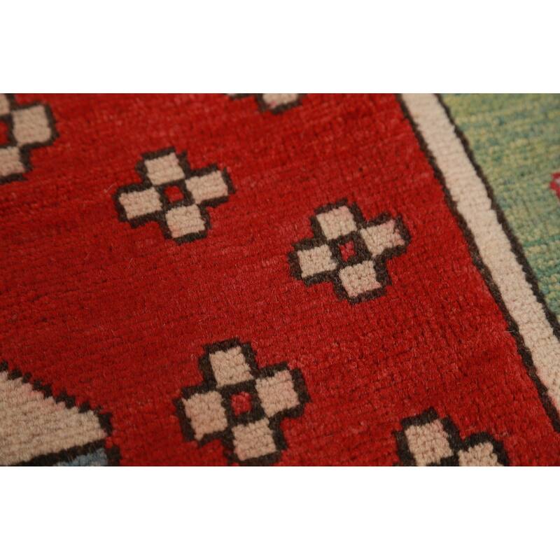 Hand Knotted Oriental 100% Wool Carpet Traditional Geometric Multi-Colored Kazak Area Rug - 11' 5'' X 8' 6''