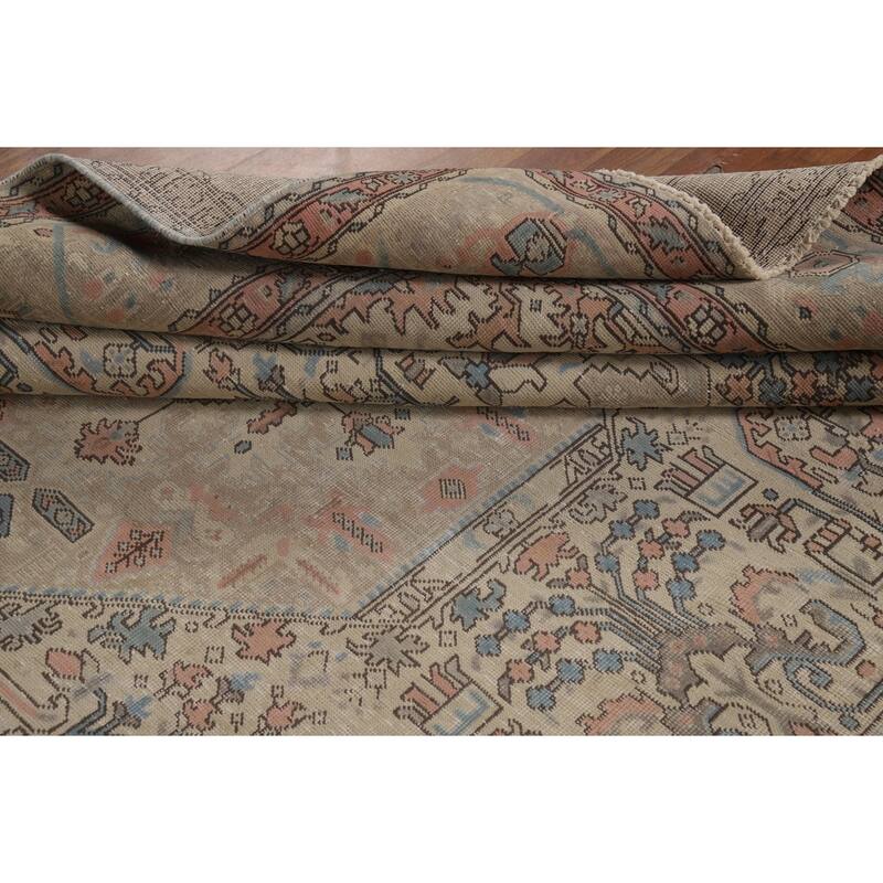 Geometric Tabriz Persian Area Rug Oriental Hand-Knotted Wool Carpet - 8'0"x 10'6"