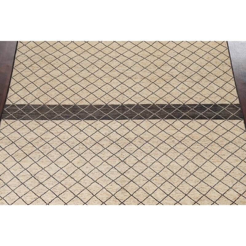 Trellis Moroccan Oriental Wool Area Rug Hand-knotted Home Decor Carpet - 7'11" x 10'5"