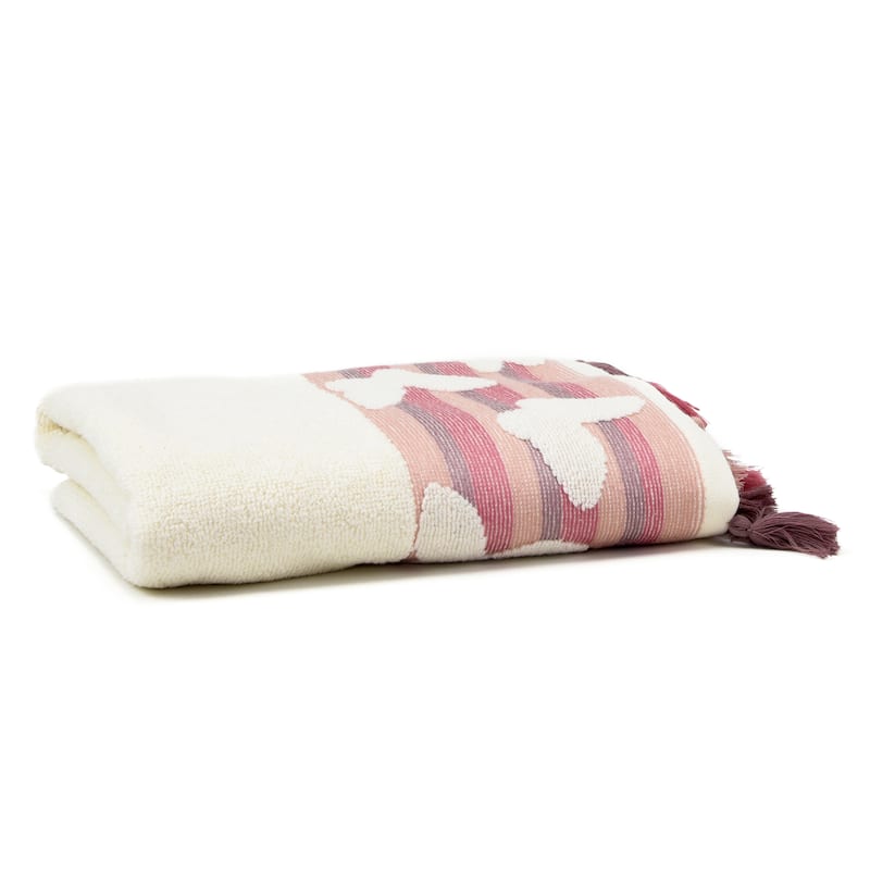 East'N Blue Butterfly Turkish Cotton Hand Towel (Pack of 1) - Peach