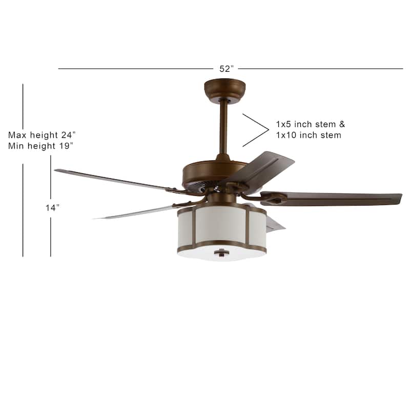 Clift 52" 3-Light Metal/Wood LED Ceiling Fan With Remote, Satin Bronze by JONATHAN Y