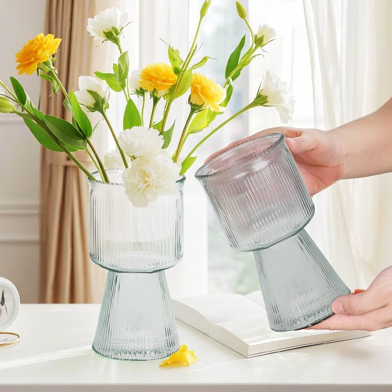Javlergo Glass Flower Vases for Centerpiece Table Home Indoor Desk Decor, Crystal Vase, Glass Vase Thickening Design Suitable
