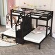 preview thumbnail 12 of 14, Triple Twin Bunk Bed with Storage Board, Built-in Staircase & Drawers - Sturdy Pinewood Frame