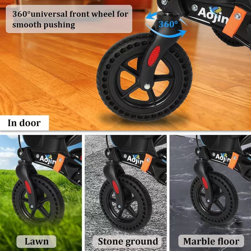 Lightweight Foldable All Terrain Rolling Walker with seat, Aluminum Walkers with 8 inch Rubber Wheels