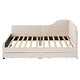preview thumbnail 5 of 28, Twin Stripe L-shaped Semi-enclosed Daybed wStorage Drawers, Corduroy Upholstered Daybed, Wood Slat Support, No Spring Box Need