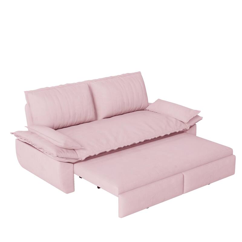 Sleeper Sofa Bed for Living Room, 73.2" Pull Out Couch Velvet Loveseat Sofa Bed, 3 in 1 Convertible Beds for Apartment