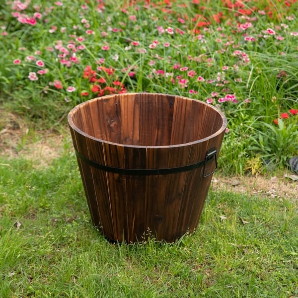 Vintiquewise Whiskey Solid Wood Barrel Planter