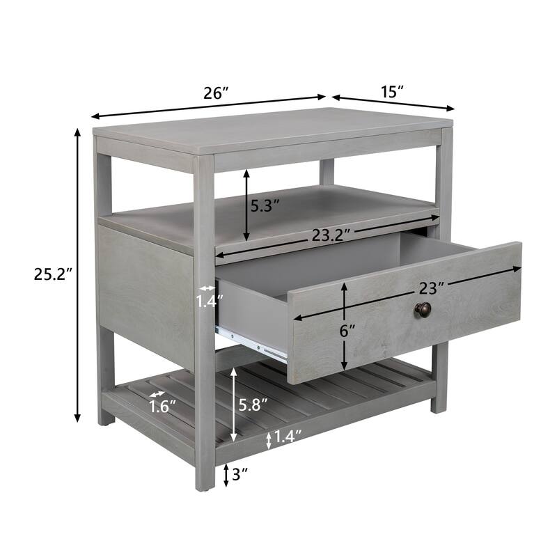 Wooden Nightstand with Drawers Storage