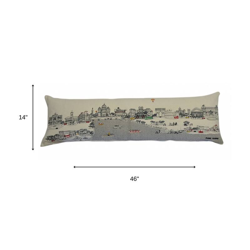 HomeRoots 46" White Rome Daylight Skyline Lumbar Decorative Pillow