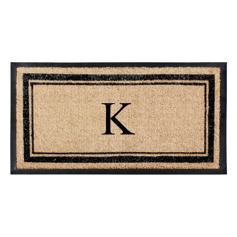 A1HC Picture Frame Natural Rubber & Coir Large Monogrammed Doormat 24"x48" - K