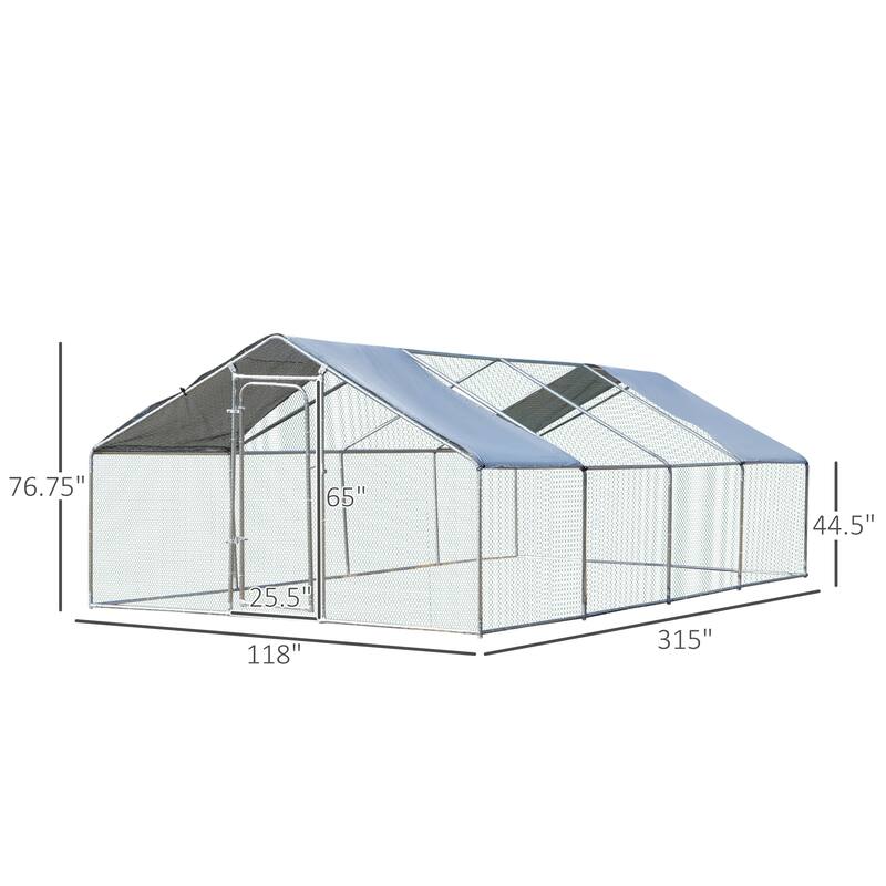 PawHut Chicken Coop Walk-in Enclosure with Cover