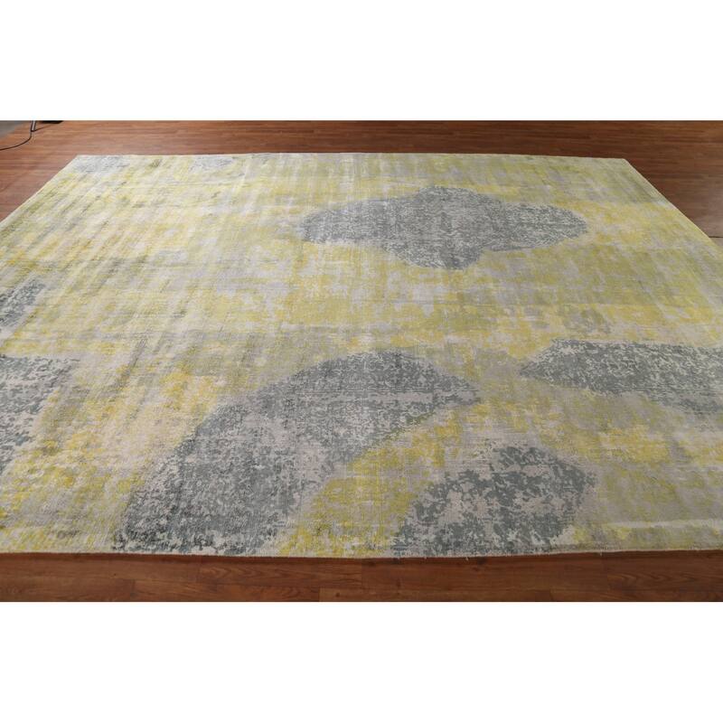 Modern Abstract Indian Area Rug Handmade Wool Carpet - 8'11"x 11'10"