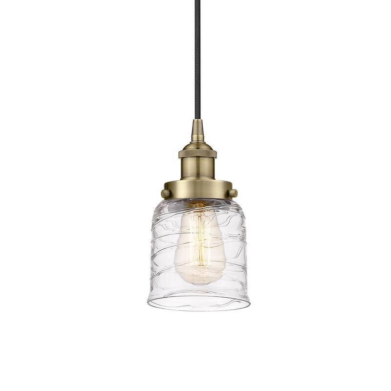 Innovations Lighting 616-1PH-10-5 Bell Pendant Bell 5" Wide Mini - Antique Brass / Deco Swirl